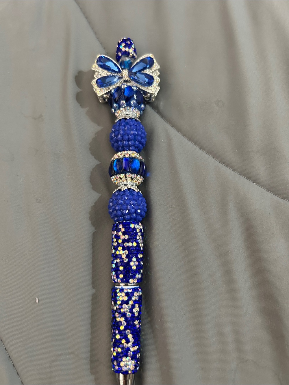 Crystal Blue Bow Beaded Pen